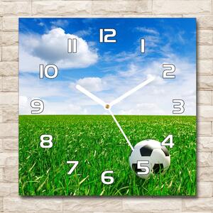 Ceas de sticlă pe perete pătrat Fotbal pe pajiște