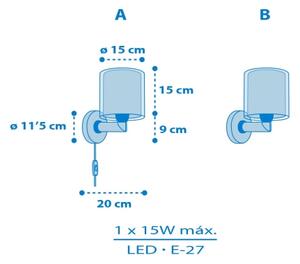 Dalber 41579T - Lampă de perete pentru copii BABY TEDDY, 1xE27/15W/230V, albastră