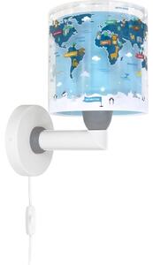 Dalber 40679 - Lampă de perete pentru copii WORLD, 1xE27/15W/230V, albastră