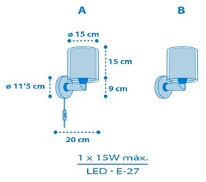Dalber 40679 - Lampă de perete pentru copii WORLD, 1xE27/15W/230V, albastră