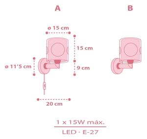 Dalber 60919 - Aplica de perete pentru copii PRINCESS DANCE 1xE27/15W/230V roz