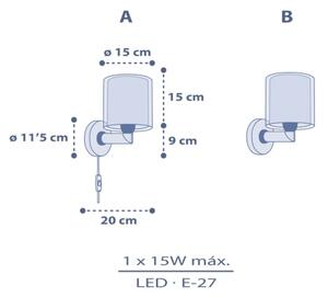 Dalber 76639 - Lampă de perete pentru copii MOON DREAMS, 1xE27/15W/230V, albastră