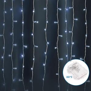 Instalație LED de Crăciun de exterior Aigostar 300xLED/8 funcții 3xAA 6x2m IP44 alb rece