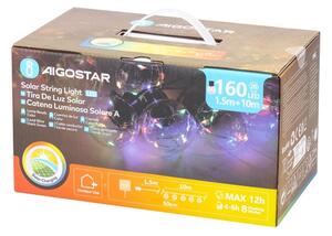 Aigostar - Ghirlandă solară LED, 20 LED, 8 funcții, 11,5 m, IP65, multicoloră