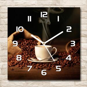 Ceas din sticlă pătrat Cafea într-o ceașcă