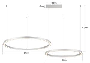 Brilagi - Lustră LED dimabilă suspendată pe cablu PORTOFINO LED/98W/230V argintie + telecomandă
