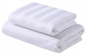 Cearceaf de pat cu elastic Damasc Bumbac 100% dunga 3 cm- alb - LenjeriiPat-Pucioasa.ro - Magazin Online lenjerii pat