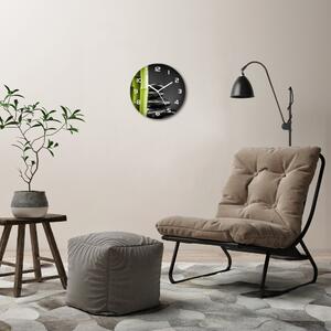 Ceas de sticlă pe perete rotund Bambus