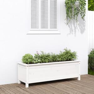 Strat înălțat de grădină, alb, 119,5x40x39 cm, lemn masiv pin