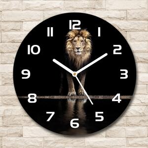 Ceas de sticlă pe perete rotund Portret de un leu