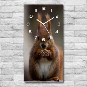 Ceas vertical de perete din sticlă veveriţă