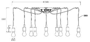 Lucide 08408/10/30 - Lampă suspendată FIX MULTIPLE 10xE27/60W/230V