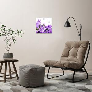Ceas de sticlă pe perete pătrat clopote violet