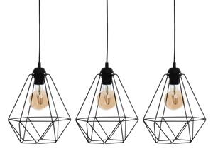 Lampă suspendată BASKET 3xE27/60W/230V negru