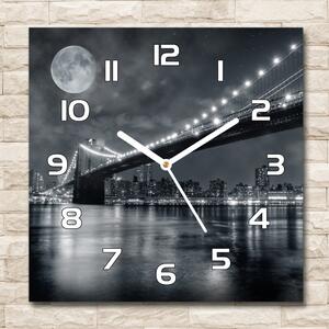 Ceas de sticlă pe perete pătrat Podul Brooklyn