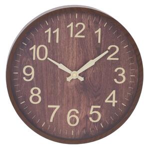 Ceas decorativ de perete, cu aspect de lemn, culoare maro, 30 cm, design modern