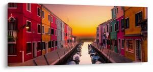 Tablou - Apus de soare, insula Burano, Veneția, Italia (120x50 cm)