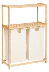 Raft din bambus cu coș pentru rufe TIDY BOX, 72 x 33 x 109 cm