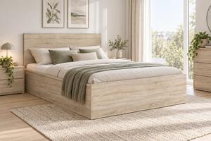 Pat matrimonial 140 cm Tetrix 8 (stejar sonoma) (cu somieră) (cu sp. depozitare). Promo -18%. 1098489