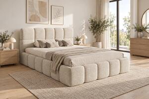 Pat matrimonial 180 cm Cirsten 180B (cu somieră) (Bej deschis). Promo -20%. 1100592