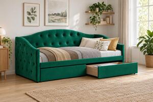 Pat de o persoană (divan) 90 cm Zonas (verde) (cu somieră) (cu sp. depozitare). 1116570