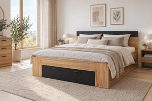 Pat matrimonial 180 cm Benson MW92 (stejar mauvella + negru). Promo -16%. 1118206
