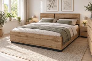 Pat matrimonial 180 cm Crossroad S32 (stejar wotan + negru). Promo -20%. 1118257