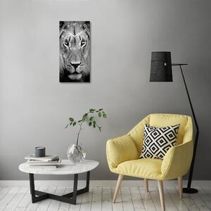 Ceas de sticlă pe perete vertical Portret de un leu