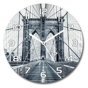 Ceas rotund de perete din sticlă Podul Brooklyn