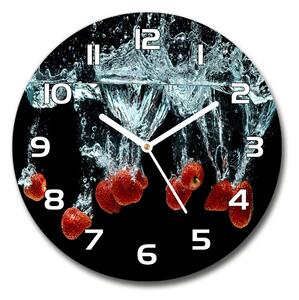 Ceas din sticlă rotund Căpșune sub apă