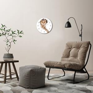 Ceas de sticlă pe perete rotund Pisică
