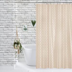 Perdea de Duș Jacquard Model Buline, Nud, Mărime 180 × 180 cm, Poliester și Polipropilenă, 12 Inele Incluse 180 x 180