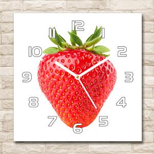 Ceas de sticlă pe perete pătrat căpșună