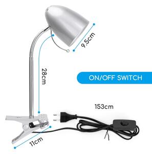 Aigostar - Lampă de masă cu clemă 1xE27/11W/230V argintiu/crom