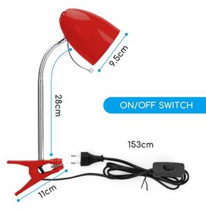 Lampă de masă cu clemă 1xE27/11W/230V roșie/crom Aigostar