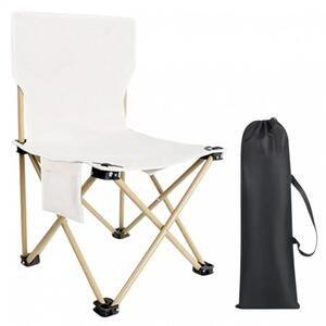 Scaun pliabil alb, pentru gradina, camping si pescuit, cu buzunar lateral, JollyMag, KRT12K, 72x43x43 cm