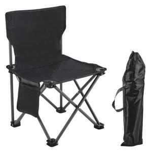 Scaun pliabil gradina, camping si pescuit, cu buzunar lateral, negru, JollyMag, KRT12CZ, 72x43x43 cm