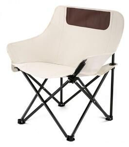 Scaun pliabil, cu buzunar lateral, cadru metalic și husă de transport, culoarea bej, 65 x 59 x 41 cm, eCarla, KRT11K