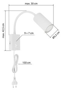 Lampă de perete flexibilă ROBBY 1xGU10/25W/230V albă Globo 57911WW