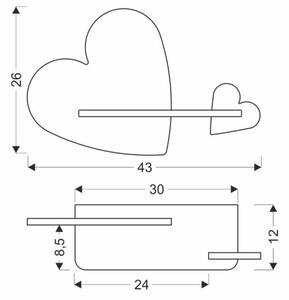 Aplică LED cu raft pentru copii HEART LED/5W/230V roz/alb/lemn