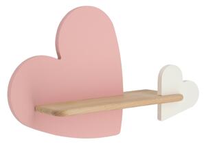 Aplică LED cu raft pentru copii HEART LED/5W/230V roz/alb/lemn