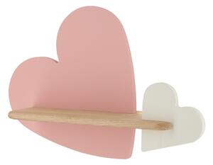 Aplică LED cu raft pentru copii HEART LED/5W/230V roz/alb/lemn