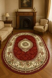 Covor Clasic Sufragerie, Model Lotos 571 210, Oval, Rosu Rosu, Oval, 60x110