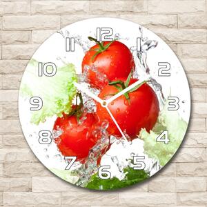 Ceas de sticlă pe perete rotund Tomate și salată