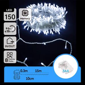 Aigostar - Ghirlandă LED de exterior, 150 LED, 8 funcții, 15,3 m, IP44, alb rece
