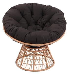 Scaun din ratan PE, rotativ 360 grade, perna neagra– Relaxare premium pentru grădina ta