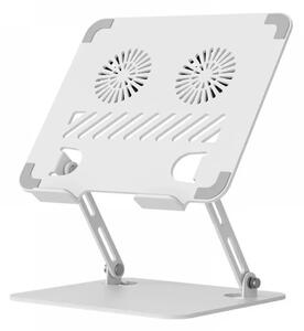 Suport Laptop din Oțel Carbon, Stabilitate, Ergonomie și Răcire Eficientă, Alb