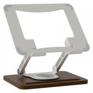 Suport ergonomic pentru laptop și tabletă, construcție premium din oțel carbon și lemn masiv, Alb