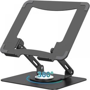 Suport Laptop Reglabil 360°, Ergonomie, Stabilitate și Design Premium, Negru
