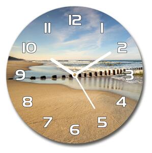 Ceas rotund de perete din sticlă Plaja de la Marea Baltică